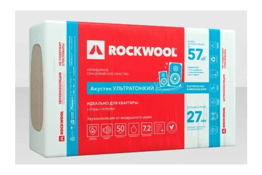 Каменная вата Rockwool Акустик УЛЬТРАТОНКИЙ 27мм
